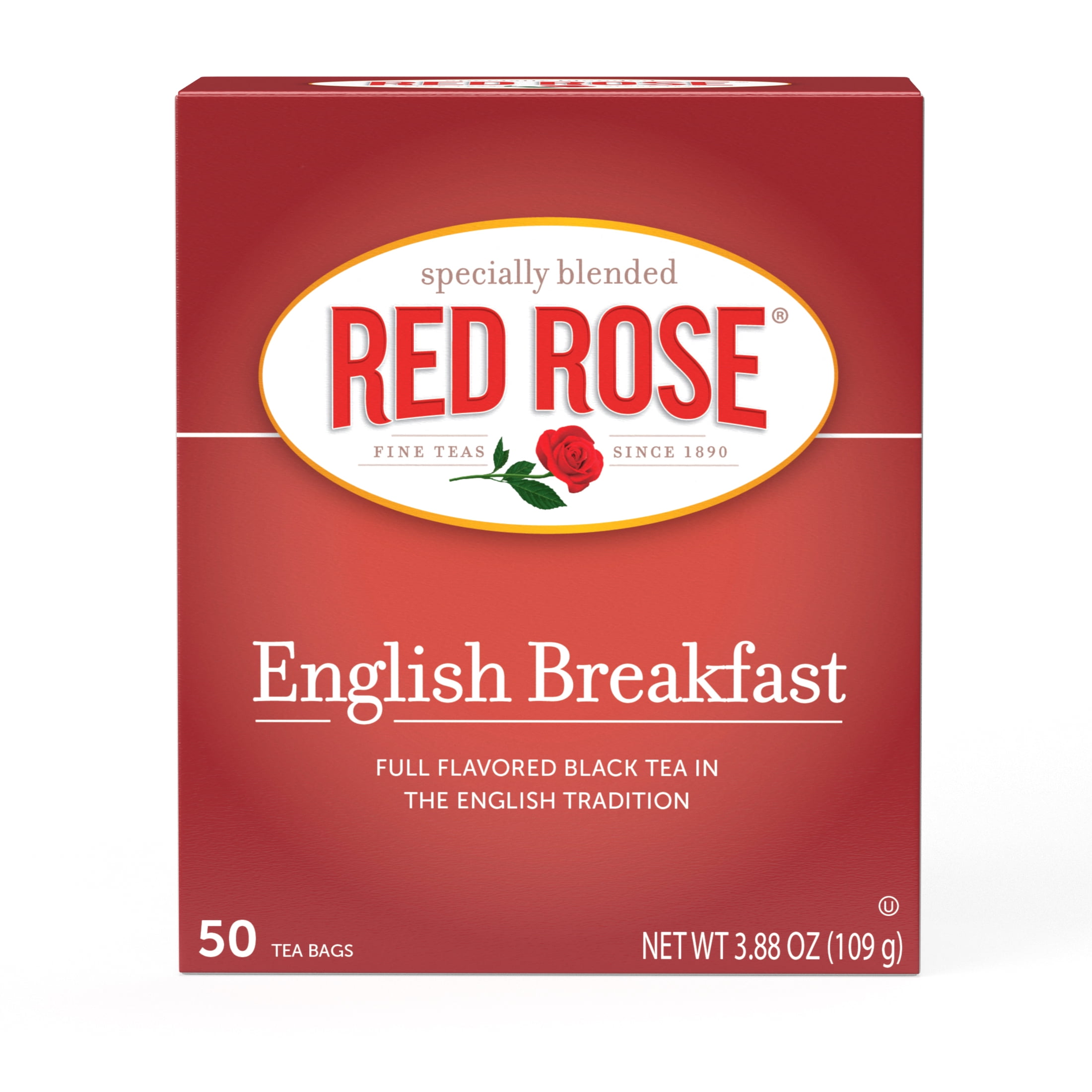 Red Rose English Breakfast Tea Specially Blended Strong Robust Black Tea with 50 Individually Wrapped Tea Bags Per Box (6pk) Contains Caffeine Brew Hot Full Flavored Black Tea in the English Tradition