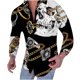 thumbnail image 1 of Camisa multicolor de manga larga delgada informal con estampado 3D de botones de solapa para hombre Pompotops oipoqjl28286, 1 of 4
