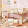 thumbnail image 1 of Costway Twin over Twin Low Bunk Bed with Guardrails Integrated Ladder Kids Wooden Beige, 1 of 10