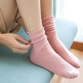 thumbnail image 5 of Mcool Mary Womens Socks, Ruffle Turn-Cuff Casual Ankle Socks Breathable Cool Knit Cotton Lettuce Crew Frilly Sock 6 Pack, 5 of 6