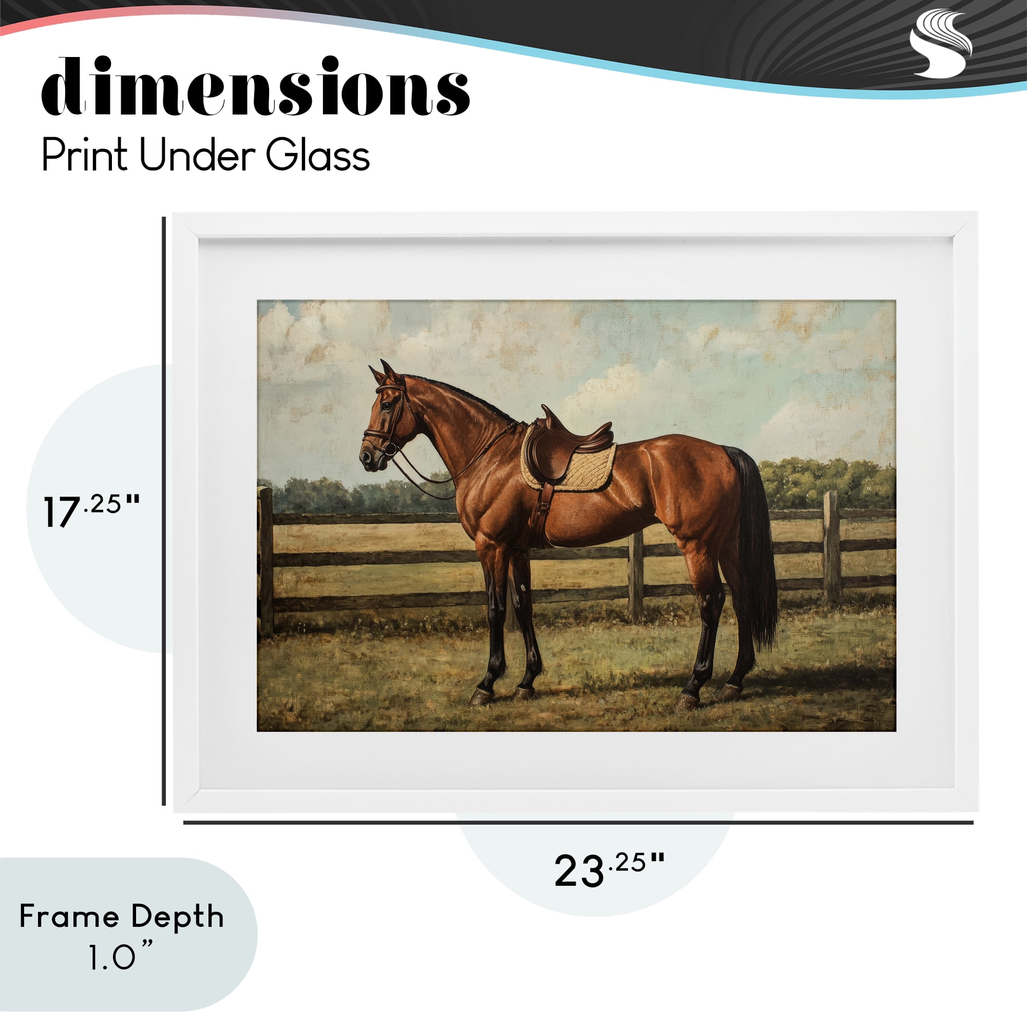 Stupell Industries Chocolate Stag Saddled in Pasture White Framed Print Under Glass, design by Petal Prints Design