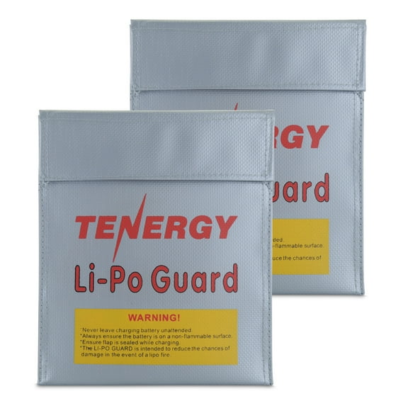 Tenergy 2 Pack, Fire Retardant Lipo Guard Battery Bag for Charging and Storage of Battery Packs, 7x9inches each