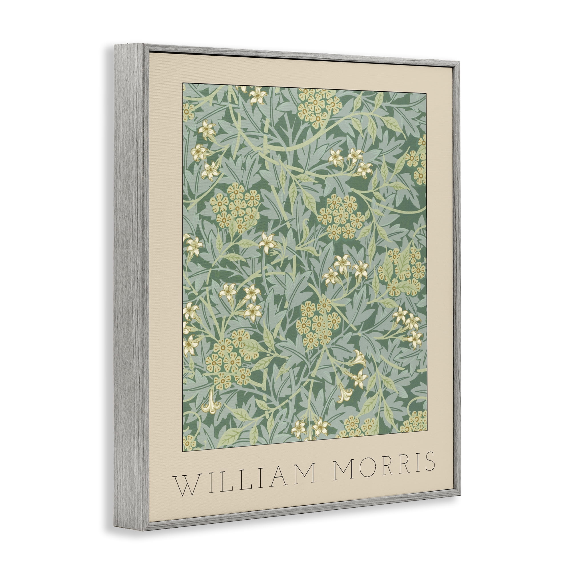 Stupell Industries William Morris Green Tones Gray Framed Giclee Art, design by Lil' Rue
