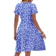 thumbnail image 7 of OutfitShow Women Summer Short Sleeve V Neck Floral Empire Waist Dress with Pockets, 7 of 7