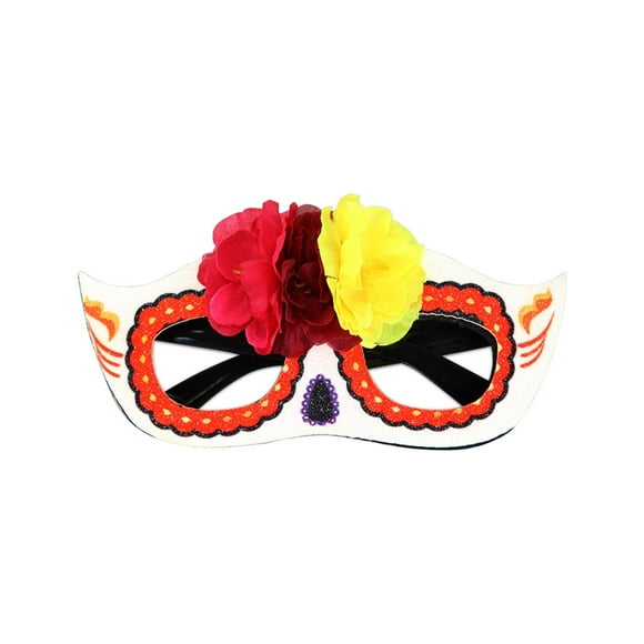TIELUTT Mexican Day Of the Dead Themed Party Decoration Glasses Festival Carnival Dress Up Flower Half Face Halloween Party 9 Party