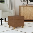 thumbnail image 2 of HomePop Square Storage Ottoman, Brown Faux Leather, 2 of 11