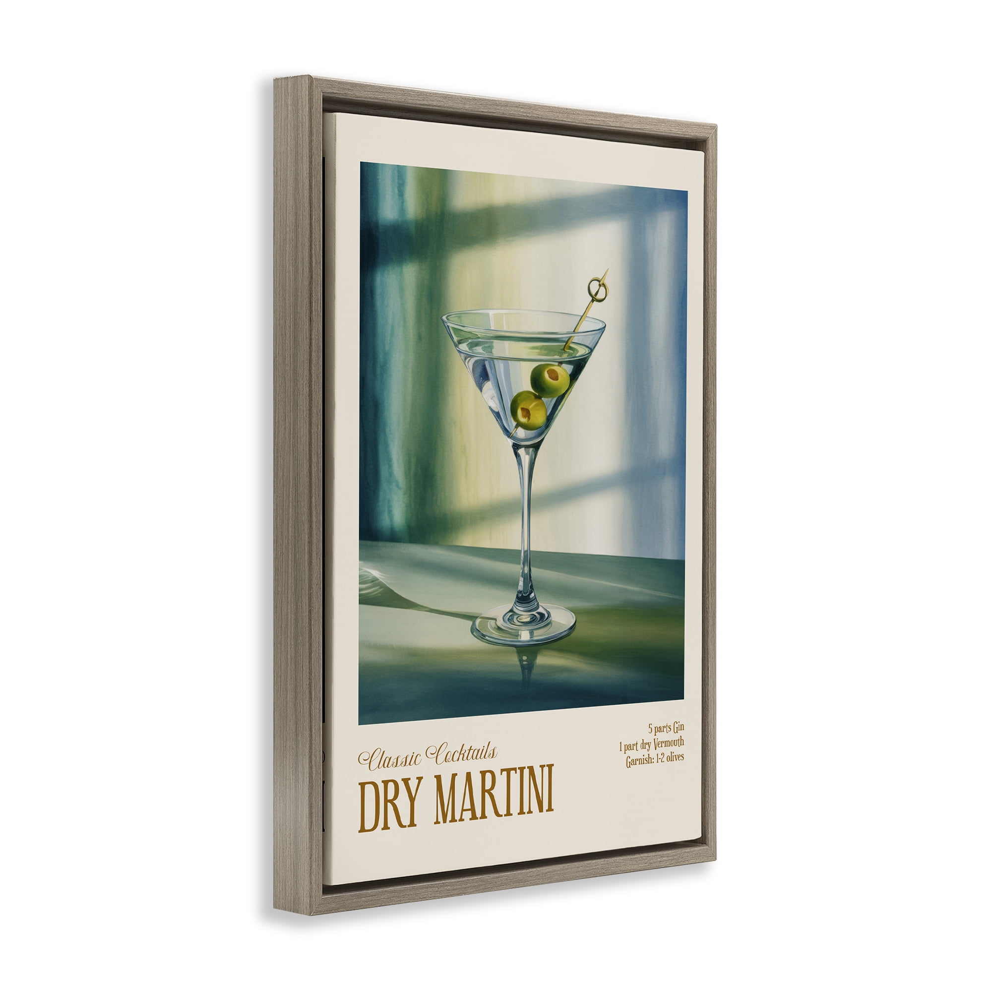 Stupell Industries Dry Martini on Surface Brown Framed Floater Canvas Wall Art, design by Andreas Magnusson