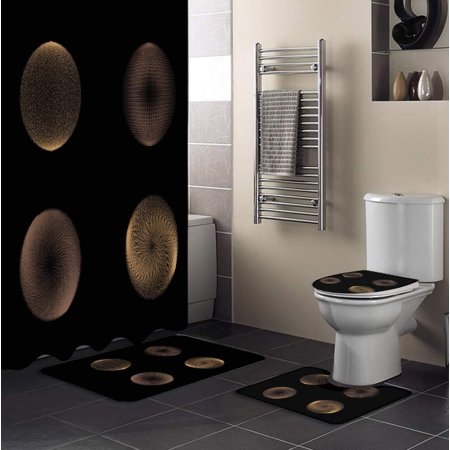 ZHANZZK Luxury Decor 4 Piece Bathroom Set Shower Curtain Bath Rug Contour Mat and Toilet Lid Cover