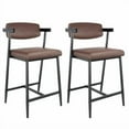 thumbnail image 1 of Counter Height Bar Stools Set of 2 With Arms, 26" Upholstered Bar Stools With Back, Wider Seat, Modern Bar Stools Set With Footrest for Kitchen Island,Counter Bar,Easy Assembly,Rustic Brown/Black, 1 of 9