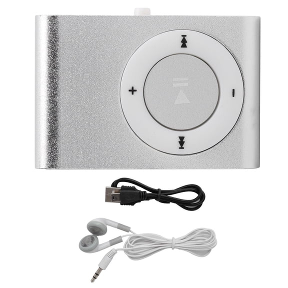 MP3 Player Set, Mini Portable MP3 Music Player Sports BackClip LCD Screen Support MP3 Memory Card with Headphone and USB Cable[Plata]