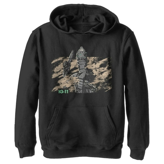 Boy's Star Wars: The Mandalorian IG-11 Dusty Droid  Pull Over Hoodie Black Small