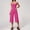 Pink, variant on PISONIC Womens Workout Sets Two Piece Spaghetti Straps Tank Top Matching Wide Leg Capri Pants Gym Work Pilates Outfits