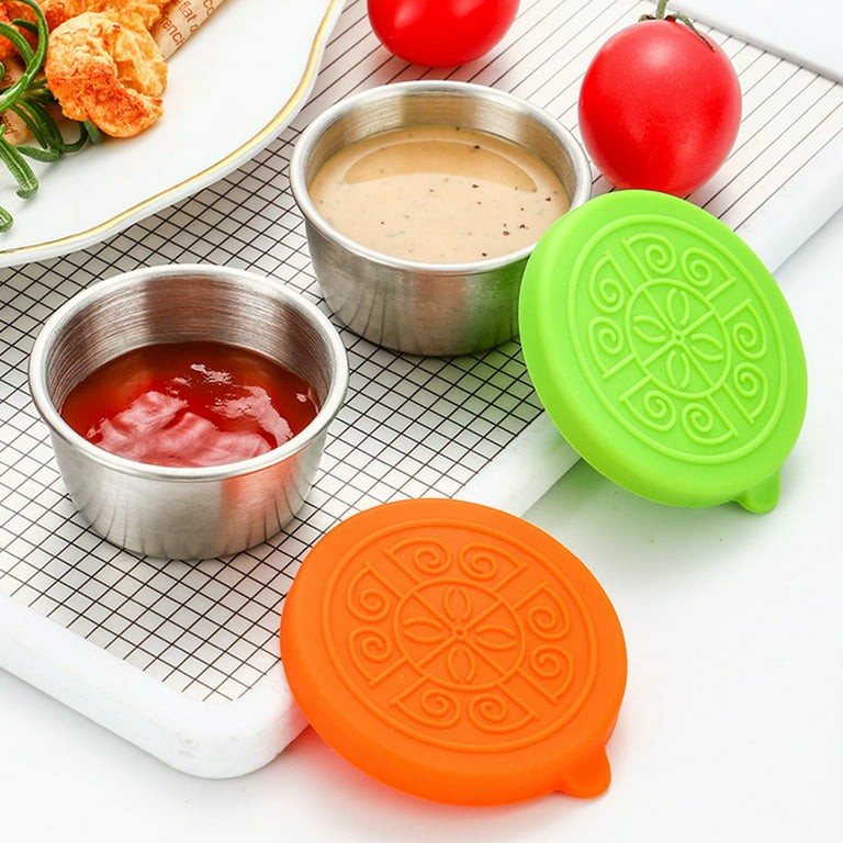 Pcapzz 6Pcs 1.6 oz Salad Dressing Container,Leak-Proof Condiment Cups  Container with Silicone Lid for Picnic Travel Work 