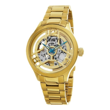 Stuhrling Original Men's Legacy Automatic Skeleton Gold Tone Bracelet Watch
