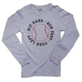 thumbnail image 1 of Turn Left Hit Hard Run Fast Baseball Graphic Design Men's Long Sleeve Grey T-Shirt, 1 of 2