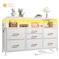 thumbnail image 6 of EnHomee White Dresser for Bedroom Fabric Dressers with Shelves LED Lights & Charging Station, 6 of 9