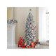 thumbnail image 2 of 7.5 ft pre - lit snow flocked hinged pine holiday xmas tree con 300 LED lights y metal stand, slim design para home, oficina, party decoration, 2 of 10