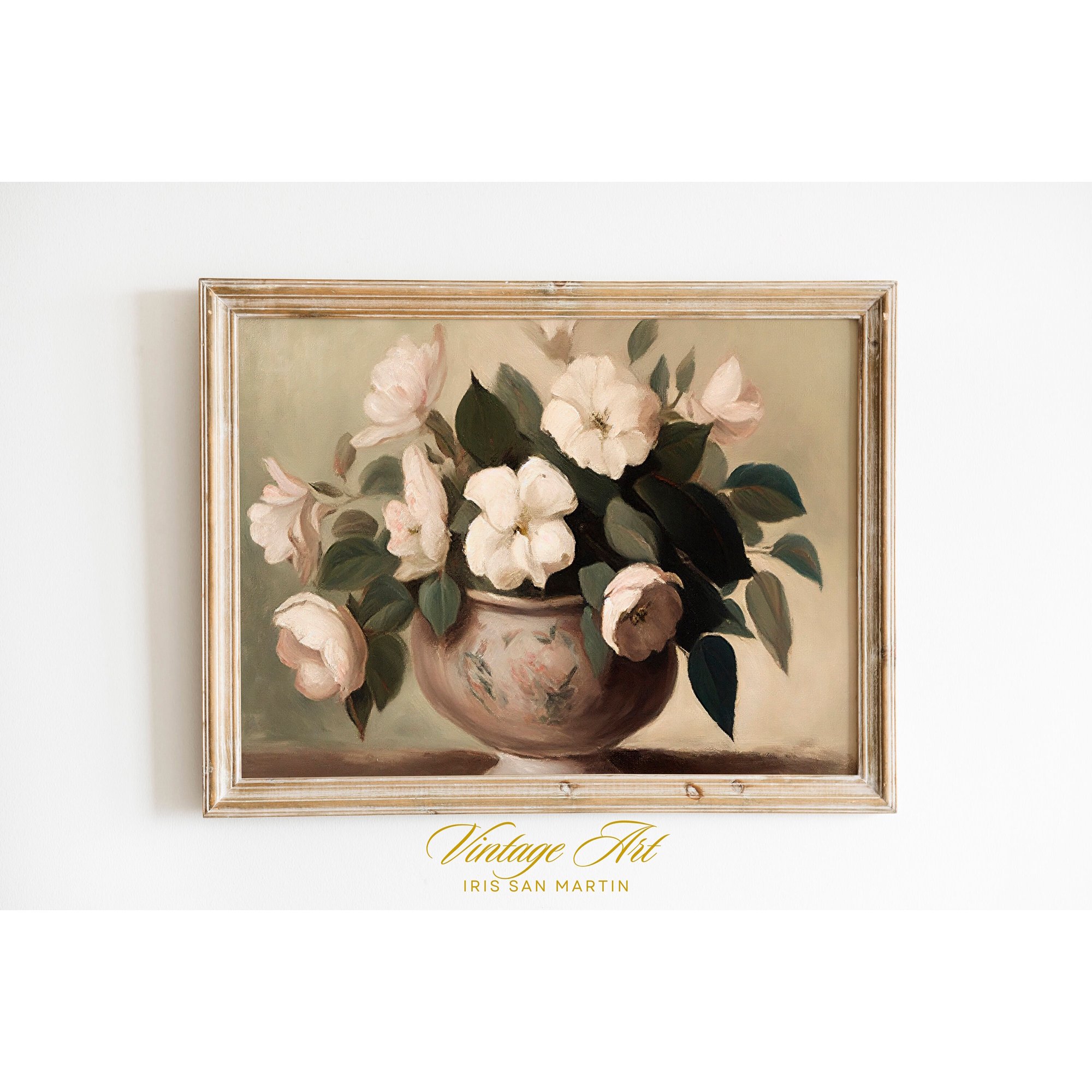 Pink Still Life Flowers Vintage Botanical Print Farmhouse Decor Home Decor Office Wall Art