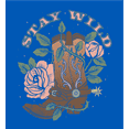 thumbnail image 2 of Stay Wild Cowboy Boot and Roses Adult Short Sleeve Tee-XL-Blue, 2 of 3