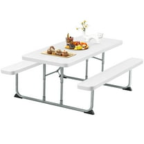 Fenbeli Folding Picnic Table Set 6ft Outdoor Picnic Table with Benches for Camping, BBQ, and Patio Use, White