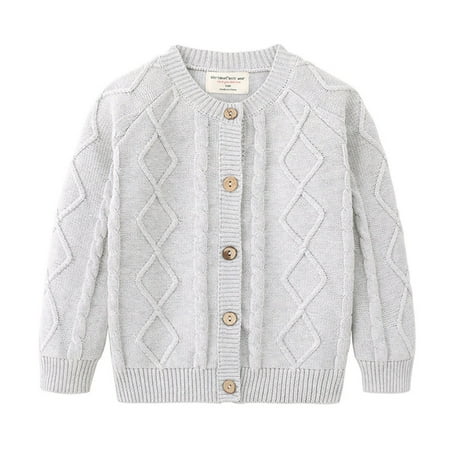 CYRBOKO Toddler Boy s Cardigans Lightweight Cotton Long Sleeve Knit Fall Clothing Gray Size 3-4 T