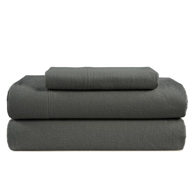 Juego de sábanas de franela LANE LINEN, 100% algodón, tamaño doble, color carbón