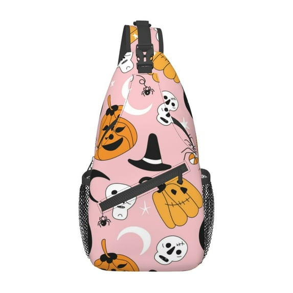 ZICANCN Crossbody Sling Bag for Men Women - Pumpkin Cat Pattern Casual Shoulder Backpacks for Travel Sport Climbing Runners Daypack