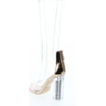 thumbnail image 3 of Cape Robbin Maria-7 Lucite Clear Perspex Glitter Block Heel Open Peep Toe Sandal Shoe Rose Gold, 3 of 7