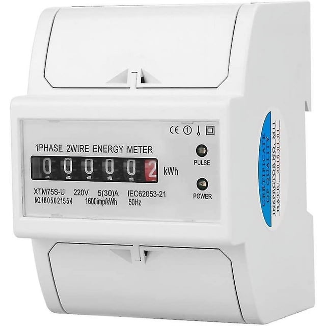 Medidor de energía eléctrica monofásico digital multifuncional de 220 V en riel DIN, medidor de 2 líneas, 4 pines (5(30) A) Hy