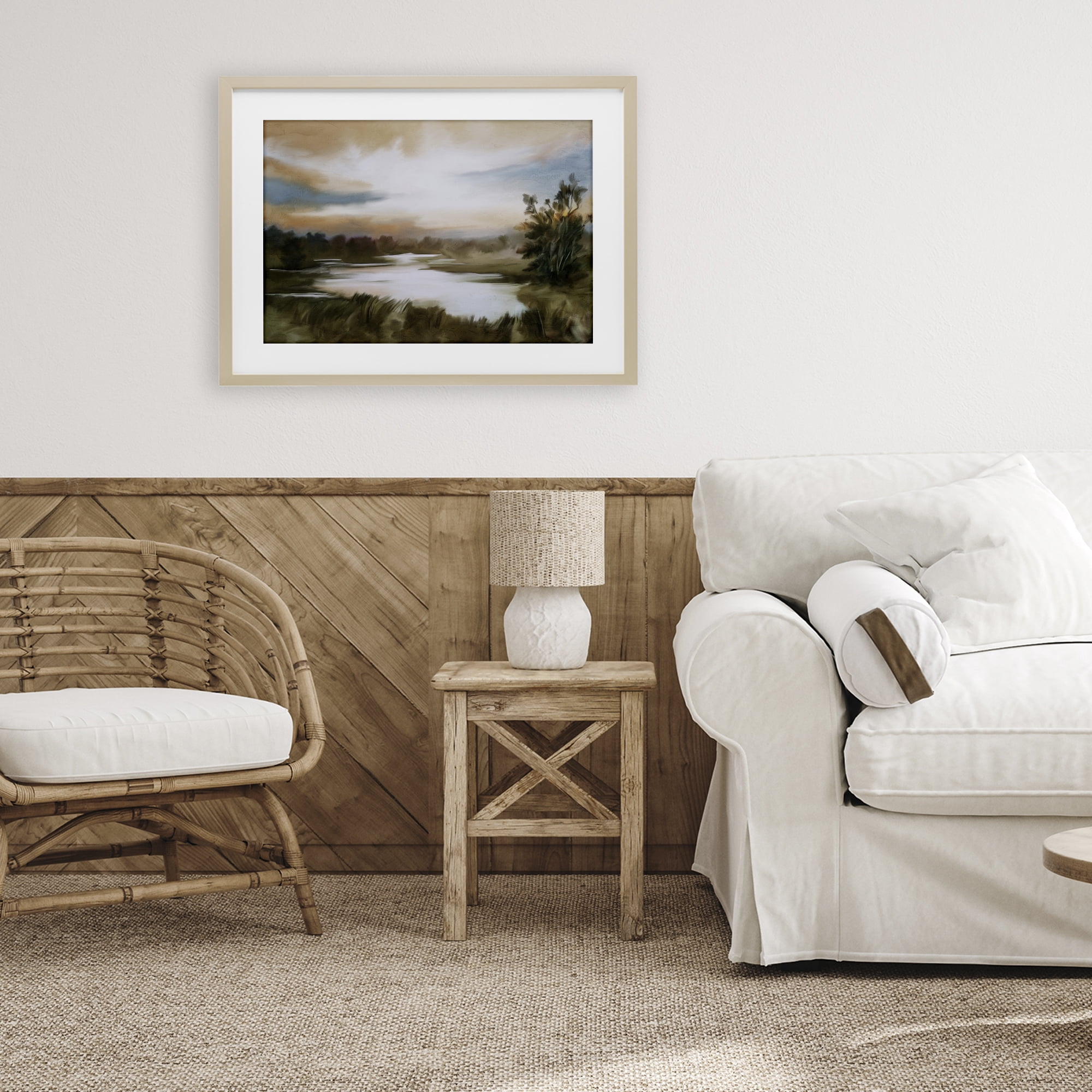 Stupell Industries Sunset Pond Countryside Birch Framed Print Under Glass, design by Kim Allen