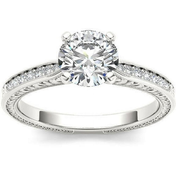 1 Carat T.W. Diamond Classic Vintage 14kt White Gold Engagement Ring