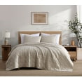 thumbnail image 1 of Social Standard by Sanctuary 3 Piece Quilt Set, Chambray Weave, Geo Diamond Quilt Pattern, Easy Care, Wrinkle Resistant, 1 of 3