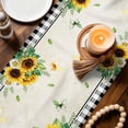 thumbnail image 3 of Sunflower Gnomes Table Runner - 72 Inch Long Spring Farmhouse Vintage Daisy Leaf Plaid Cotton and Linen Blended Dress Scarves Farmhouse Table Runner for Kitchen Dining, Coffee Table, 13" x 72", 3 of 8