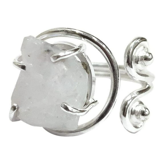 Rainbow Moonstone Ring, Rough Moonstone Gemstone Ring, June Birthstone, Designer, 925 Sterling Silver, Womens Ring, Christmas, Thanksgiving, Handmade, Statement Jewelry, Rough Adjustable Jewelry