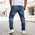 thumbnail image 7 of Mens Ripped Jeans Distressed Slim Fit Straight Leg Denim Pants Elastic Waist Tapered Vintage Washed Jean Pants with Pockets, 7 of 7