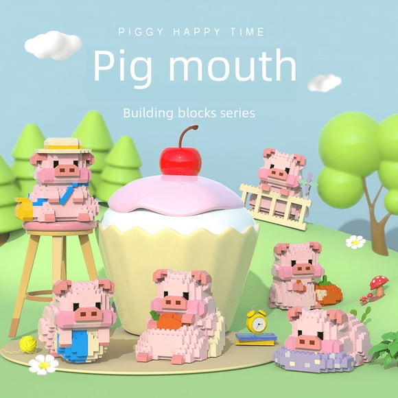 Compatible con Lego Pig Diary, adorable juguete ensamblado con 61 bloques de construcción para regalo