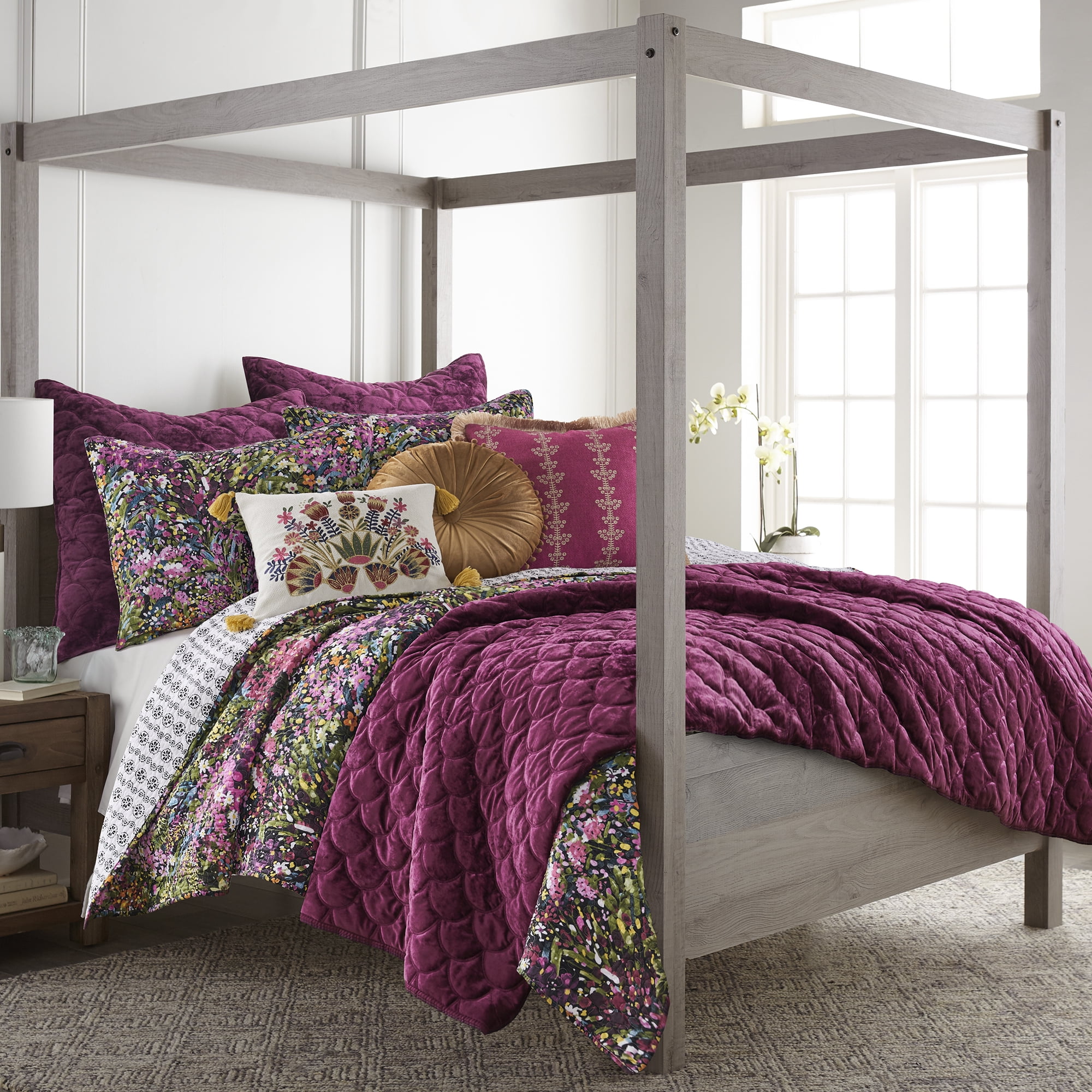 Levtex Home - Basel Quilt Set - King Quilt + Two King Pillow Shams - Multicolor Floral - Quilt Size (106x92in.) and Pillow Sham Size (36x20in. ) - Reversible - Cotton