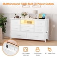 thumbnail image 5 of 8 Drawer Dresser TV Stand for 55" TV, Long Bedroom Dresser with Power Outlets & Adjustable LED Lights, Wide Media Console Table for Living Room, Entryway, Wood Top, Storage Organizer - White, 5 of 7