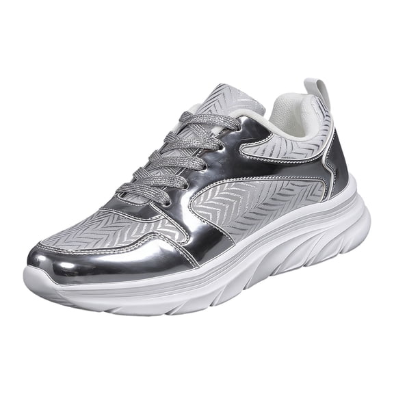 Womens Shoes,Casual Sneakers Unique Sequined Flat Overseas European Style Comfort Walking Everyday Wear Lightweight Fashion Footwear,Shoes for Women,Silver,8