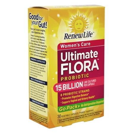 Renew Life - Soins de Flora Ultimes femmes probiotique Go Pack 15 milliards - 30 Vegetarian Capsules Autrefois probiotique pour RTS femmes