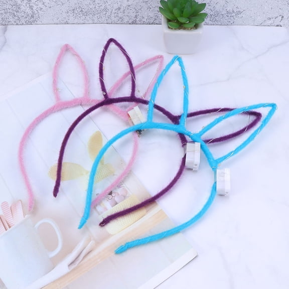 LEORX 8Pcs Multi Color Luminous Rabbit Ear Hair Hoops Non Deforming Lightweight Party Accessory