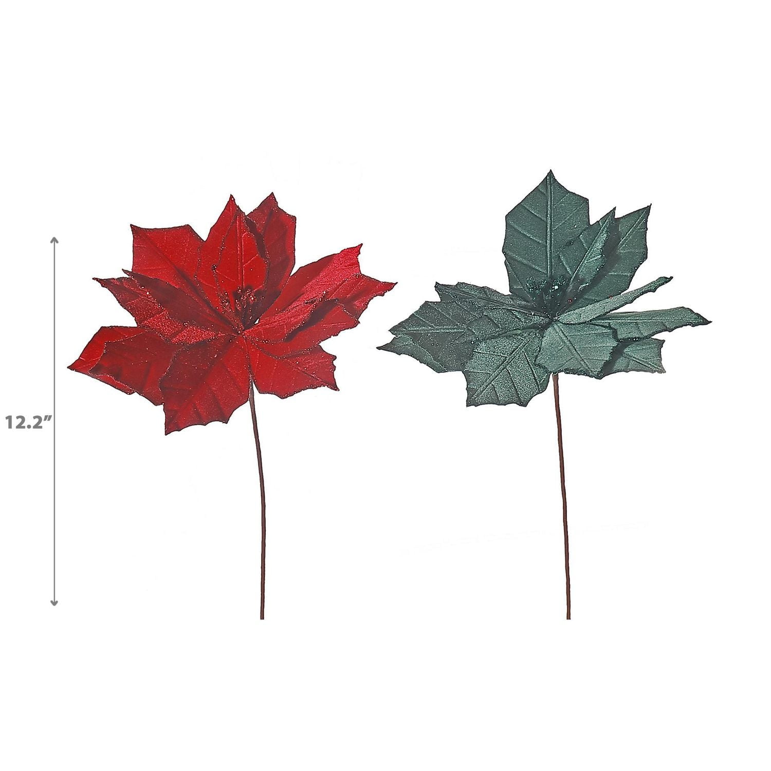 Spray Poinsettia À Bords Scintillants - Lot De 6