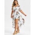 thumbnail image 3 of Más el tamaño de cuello en V Vestido alto-bajo largo de la manga de la llamarada Rosegal Tankinis, 3 of 5