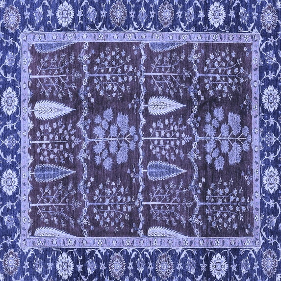 Ahgly Company Machine Washable Indoor Square Oriental Blue Traditional Area Rugs, 3' Square