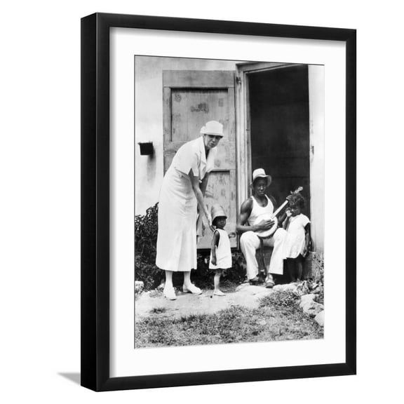Art.com First Lady Eleanor Roosevelt Chatting with the Winn Family, of Christiansted, St Croix Photo, Black Frame Wall Art, 17" x 21"