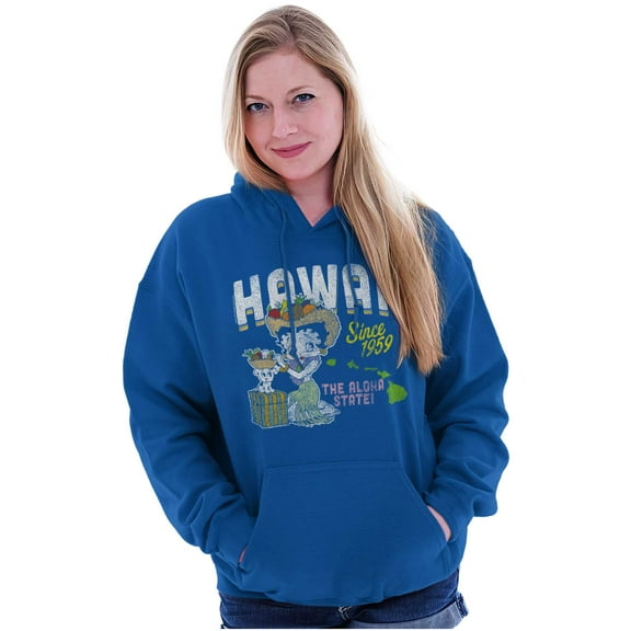Vintage Betty Boop Hawaii Map Outline Hoodie Sweatshirt Women Brisco Brands X