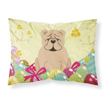 Carolines Treasures BB6124PILLOWCASE Easter Eggs English Bulldog Fawn Fabric Standard Pillowcase Standard multicolor