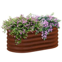 Raised Garden Bed 3.5'x2'x1.4', Galvanized Metal Elevated Planter Kit, Outdoor Stock Tank for Flowers, Herbs, Vegetables - Brown