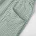thumbnail image 7 of Ecqkame Women's Bermuda Shorts Elastic High Waisted Straight Leg Lounge Five Quarter Pants with Pockets Drawstring Knee Length Breathable Short Mint Green, 7 of 7