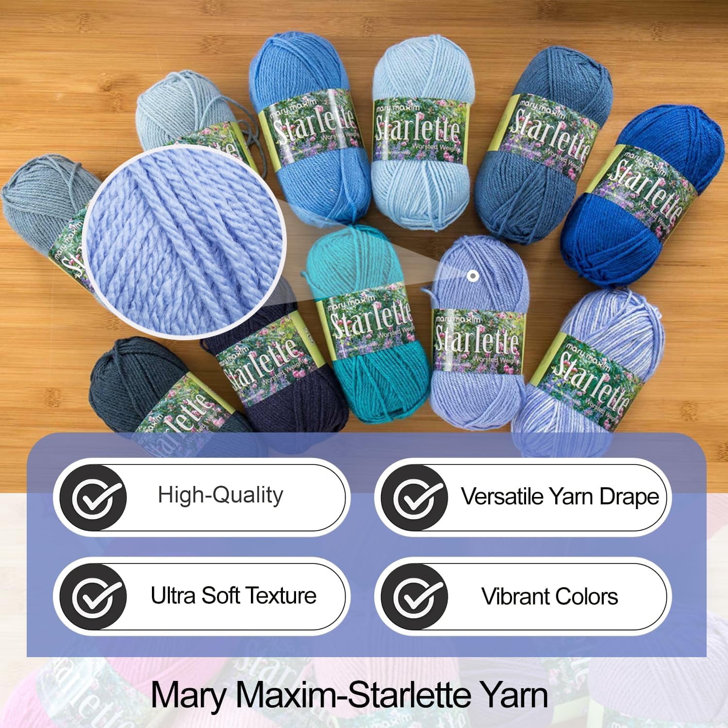 Mary Maxim Starlette Crochet and Knitting Yarn, Acrylic Worsted Weight Yarn 4, Light Denim